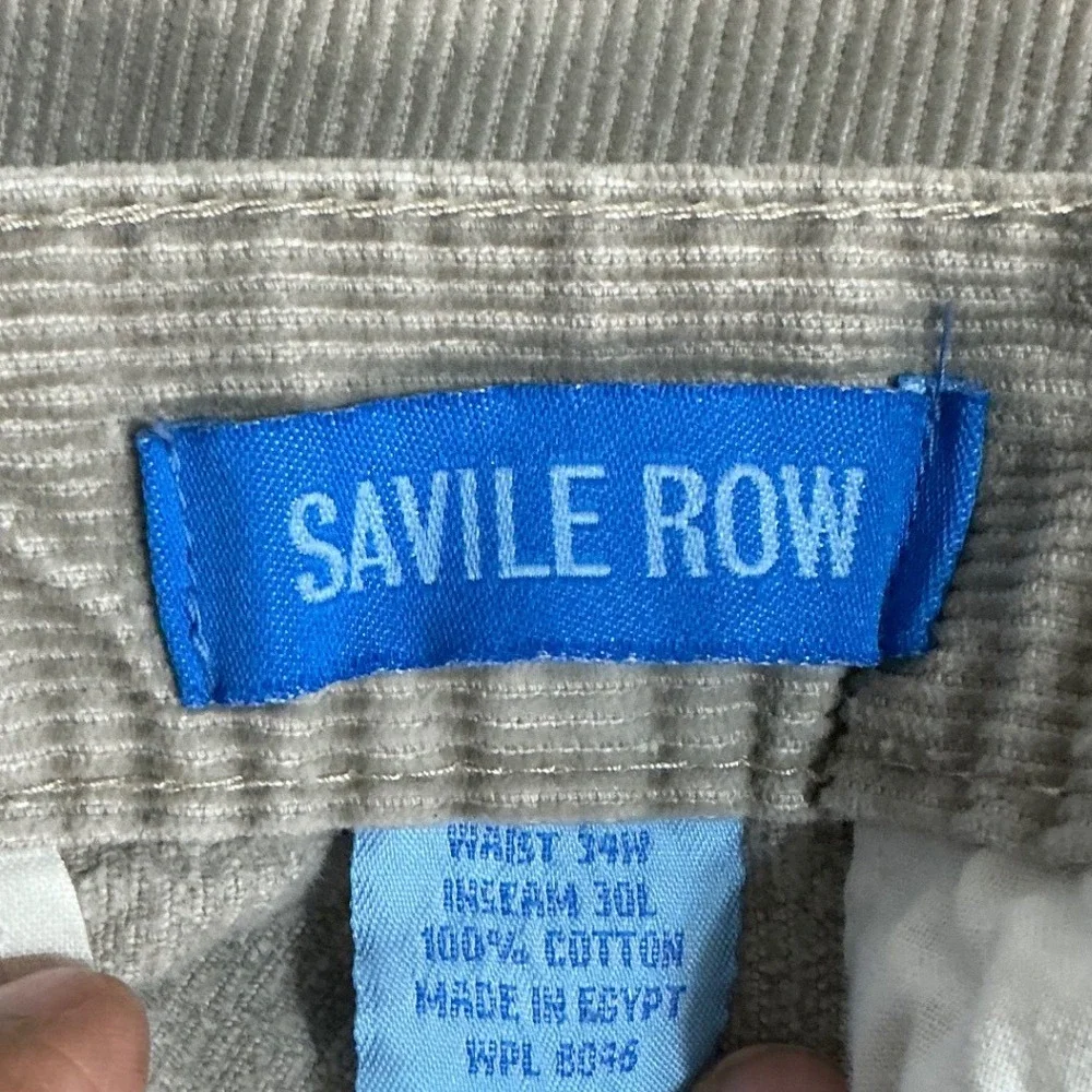 Savile‎ Row Men Corduroy Pants Beige Straight Fit Front Size 34W 30L